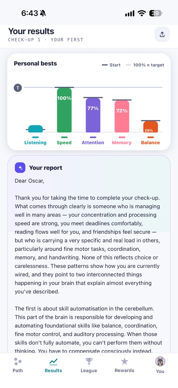Results screen